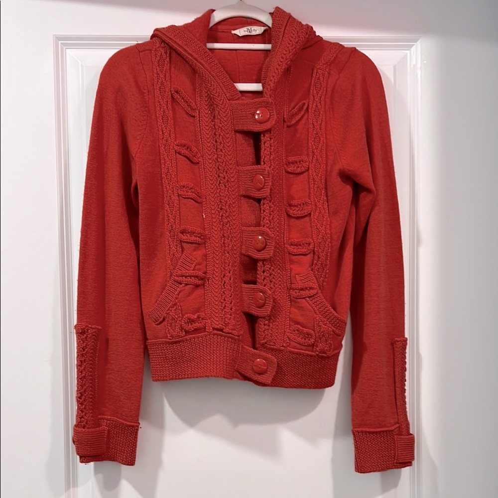 Orange wool hooded cardigan from Anthropologie size small